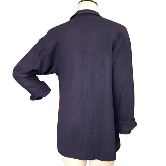 VTG L.C. Mae Wool Double Breasted Peacoat/Trenchcoat S/M Navy Blue 123E - Picture 7 of 10